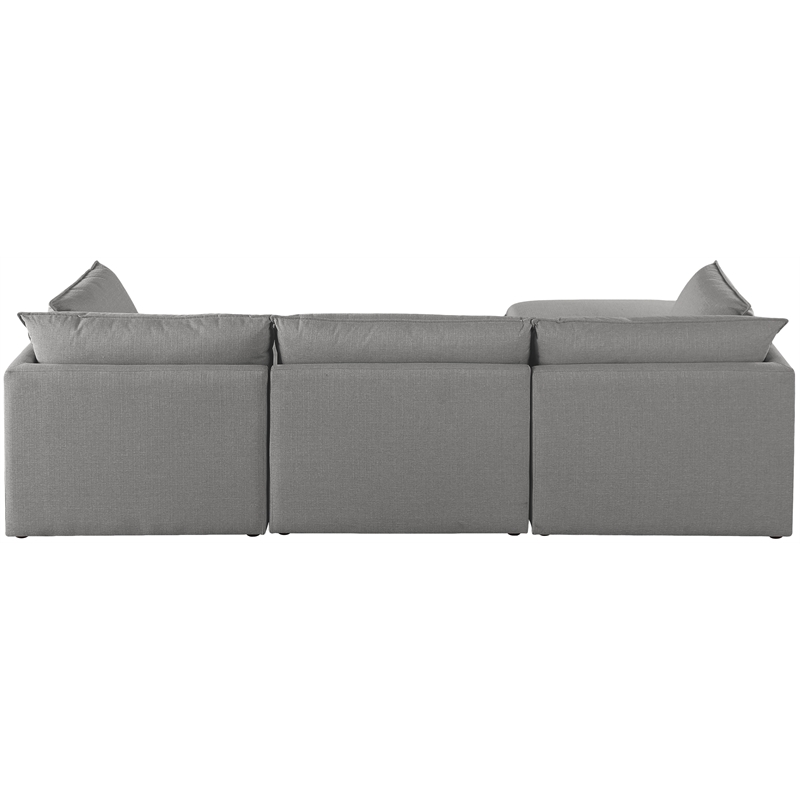 Meridian Furniture Mackenzie Grey Durable Linen Textured Modular Sectional