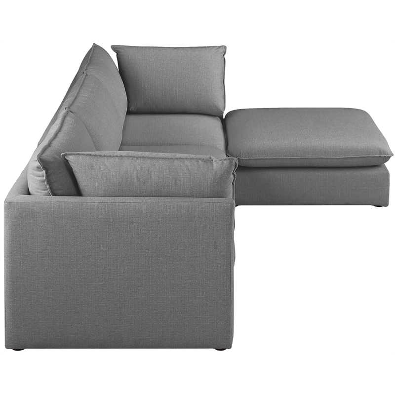 Meridian Furniture Mackenzie Grey Durable Linen Textured Modular Sectional