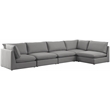 Meridian Furniture Mackenzie Grey Durable Linen Textured Modular Sectional