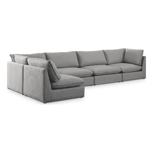 Meridian Furniture Mackenzie Grey Durable Linen Textured Modular Sectional