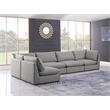 Meridian Furniture Mackenzie Grey Durable Linen Textured Modular Sectional