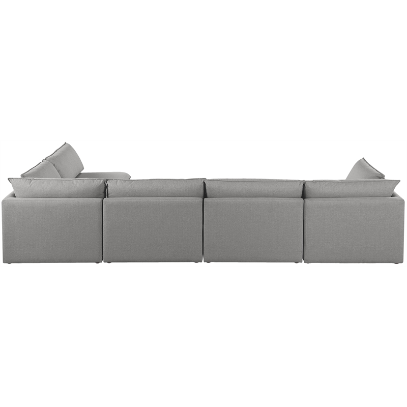 Meridian Furniture Mackenzie Grey Durable Linen Textured Modular Sectional