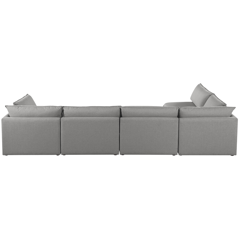 Meridian Furniture Mackenzie Grey Durable Linen Textured Modular Sectional
