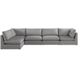 Meridian Furniture Mackenzie Grey Durable Linen Textured Modular Sectional