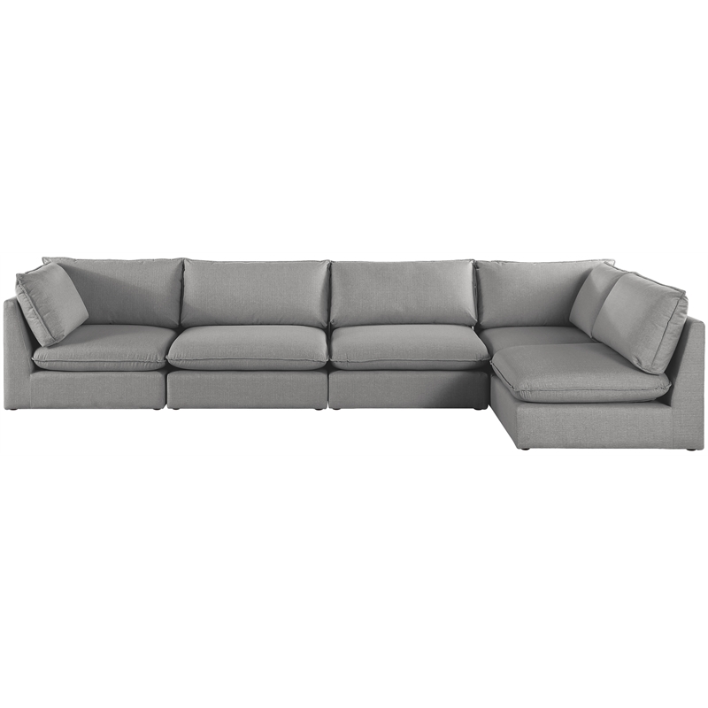 Meridian Furniture Mackenzie Grey Durable Linen Textured Modular Sectional
