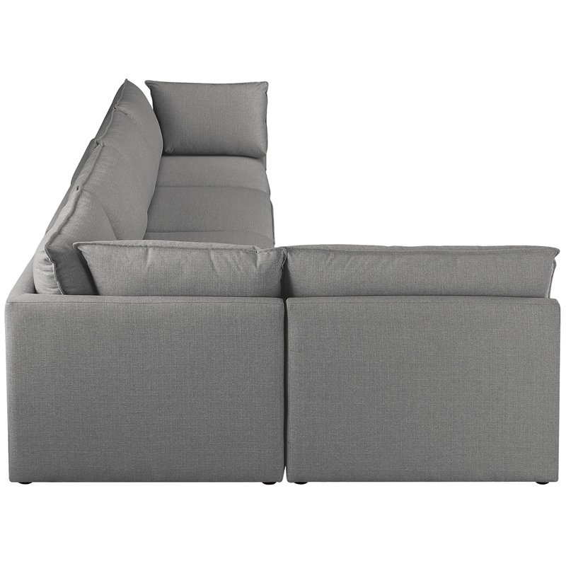 Meridian Furniture Mackenzie Grey Durable Linen Textured Modular Sectional