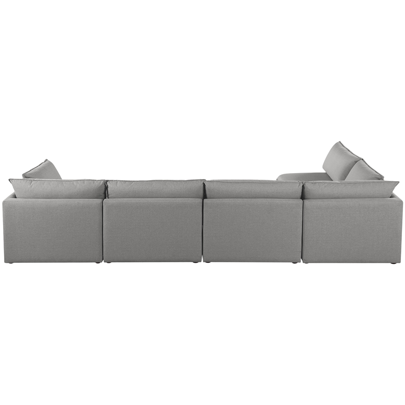 Meridian Furniture Mackenzie Grey Durable Linen Textured Modular Sectional