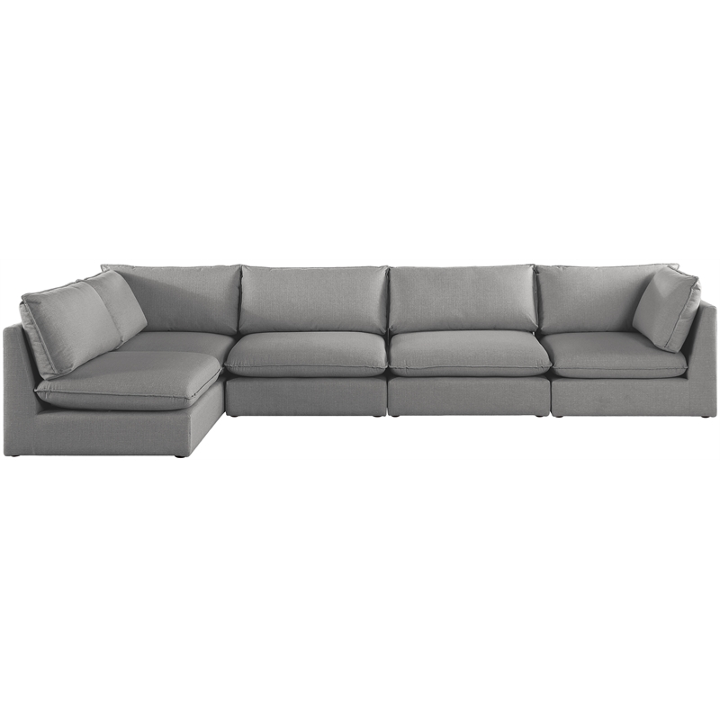 Meridian Furniture Mackenzie Grey Durable Linen Textured Modular Sectional