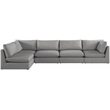 Meridian Furniture Mackenzie Grey Durable Linen Textured Modular Sectional
