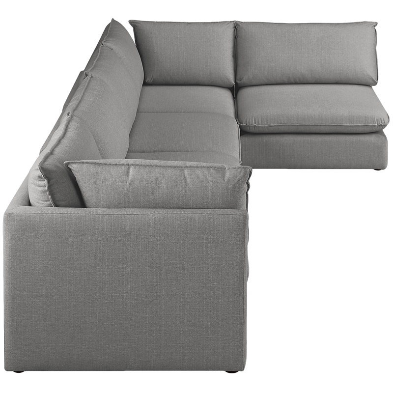 Meridian Furniture Mackenzie Grey Durable Linen Textured Modular Sectional