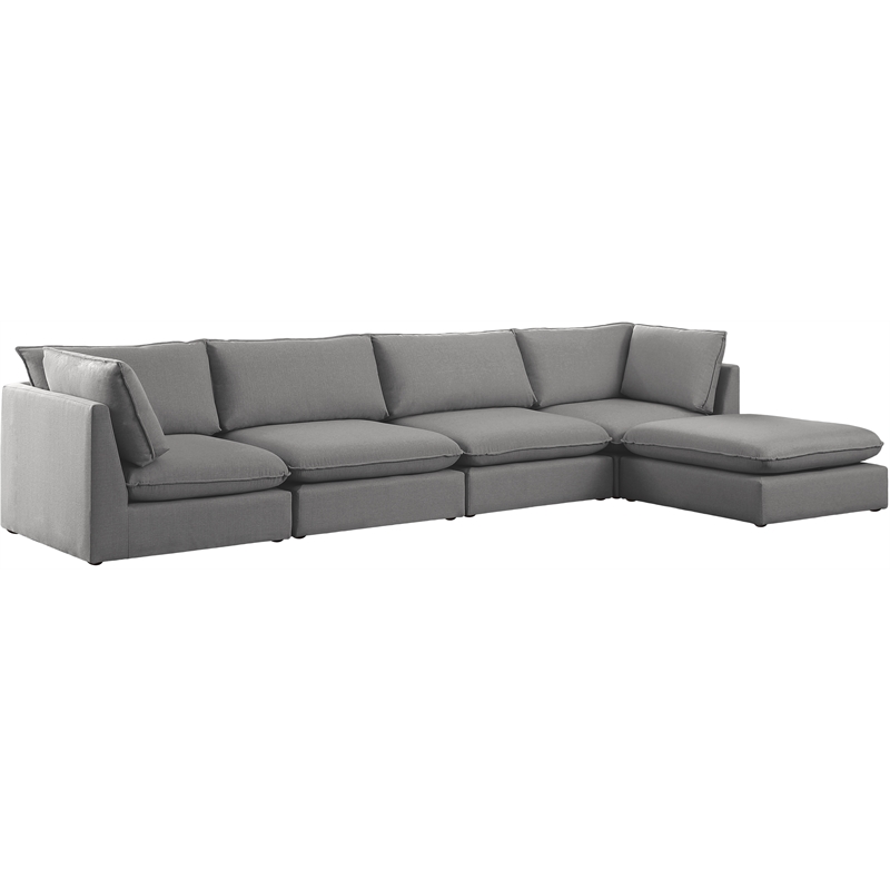 Meridian Furniture Mackenzie Grey Durable Linen Textured Modular Sectional