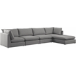 Meridian Furniture Mackenzie Grey Durable Linen Textured Modular Sectional
