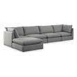 Meridian Furniture Mackenzie Grey Durable Linen Textured Modular Sectional