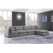 Meridian Furniture Mackenzie Grey Durable Linen Textured Modular Sectional