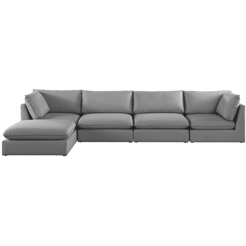 Meridian Furniture Mackenzie Grey Durable Linen Textured Modular Sectional