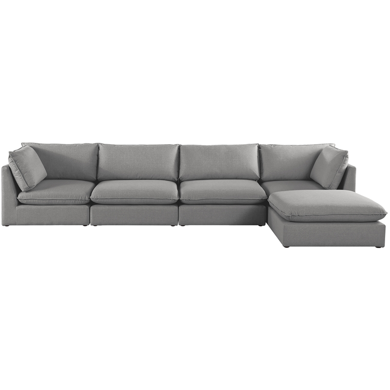 Meridian Furniture Mackenzie Grey Durable Linen Textured Modular Sectional