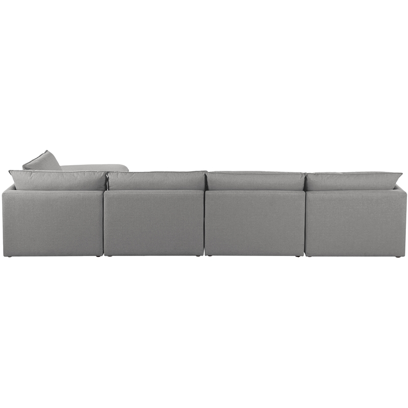 Meridian Furniture Mackenzie Grey Durable Linen Textured Modular Sectional