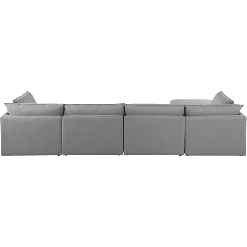 Meridian Furniture Mackenzie Grey Durable Linen Textured Modular Sectional