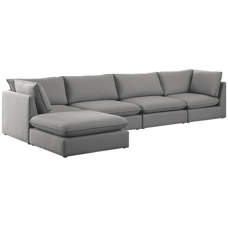 Meridian Furniture Mackenzie Grey Durable Linen Textured Modular Sectional
