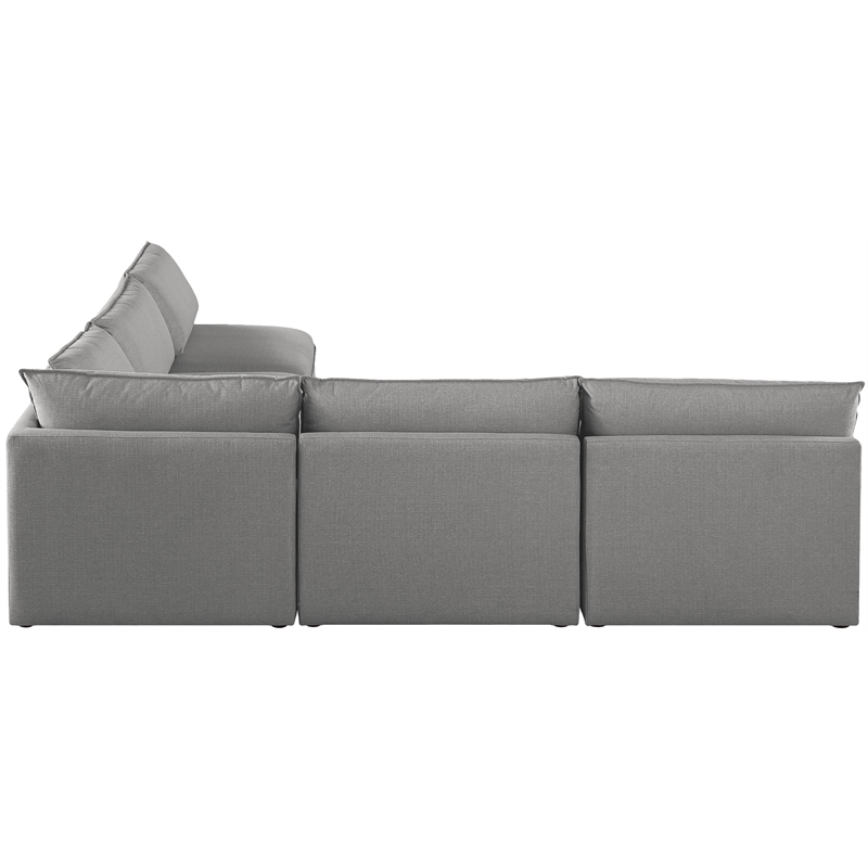 Meridian Furniture Mackenzie Grey Durable Linen Textured Modular Sectional