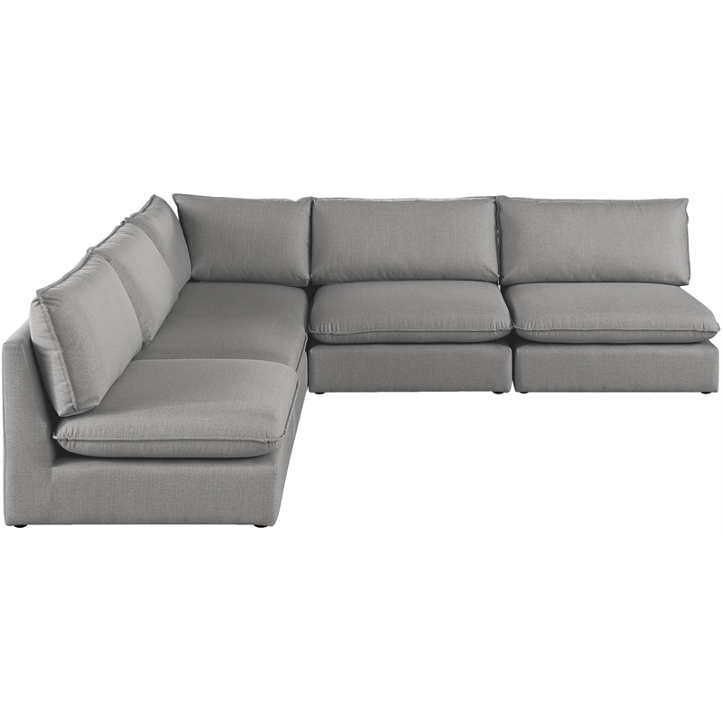 Meridian Furniture Mackenzie Grey Durable Linen Textured Modular Sectional
