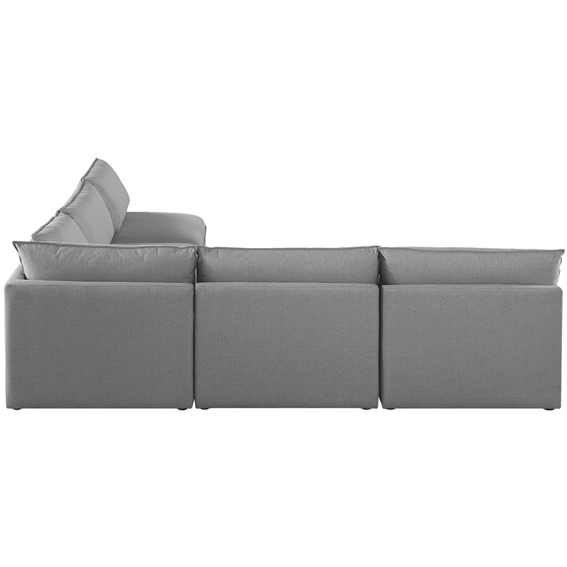Meridian Furniture Mackenzie Grey Durable Linen Textured Modular Sectional