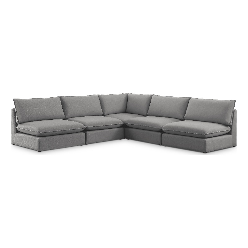 Meridian Furniture Mackenzie Grey Durable Linen Textured Modular Sectional