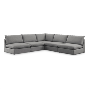 Meridian Furniture Mackenzie Grey Durable Linen Textured Modular Sectional