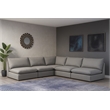 Meridian Furniture Mackenzie Grey Durable Linen Textured Modular Sectional