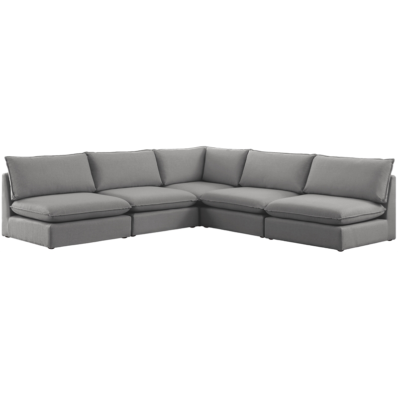 Meridian Furniture Mackenzie Grey Durable Linen Textured Modular Sectional
