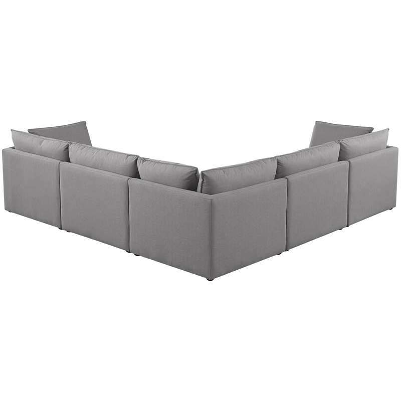 Meridian Furniture Mackenzie Grey Durable Linen Textured Modular Sectional