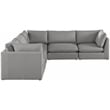 Meridian Furniture Mackenzie Grey Durable Linen Textured Modular Sectional