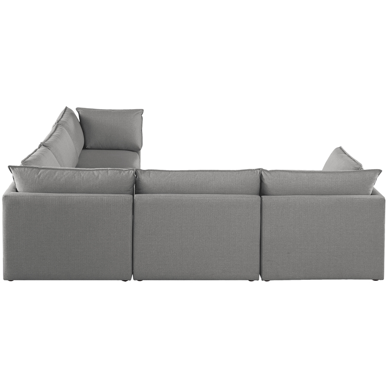 Meridian Furniture Mackenzie Grey Durable Linen Textured Modular Sectional