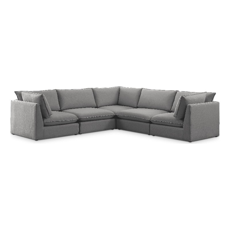 Meridian Furniture Mackenzie Grey Durable Linen Textured Modular Sectional