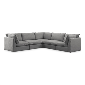 Meridian Furniture Mackenzie Grey Durable Linen Textured Modular Sectional