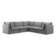 Meridian Furniture Mackenzie Grey Durable Linen Textured Modular Sectional