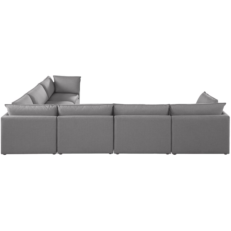 Meridian Furniture Mackenzie Grey Durable Linen Textured Modular Sectional