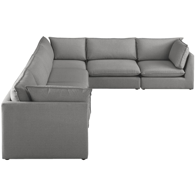 Meridian Furniture Mackenzie Grey Durable Linen Textured Modular Sectional