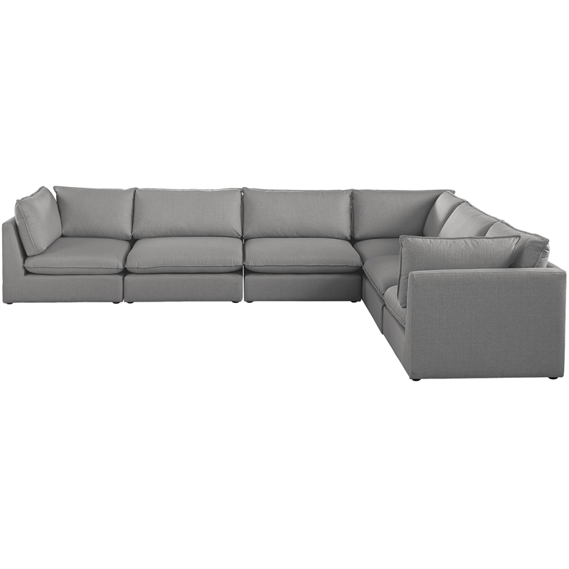 Meridian Furniture Mackenzie Grey Durable Linen Textured Modular Sectional