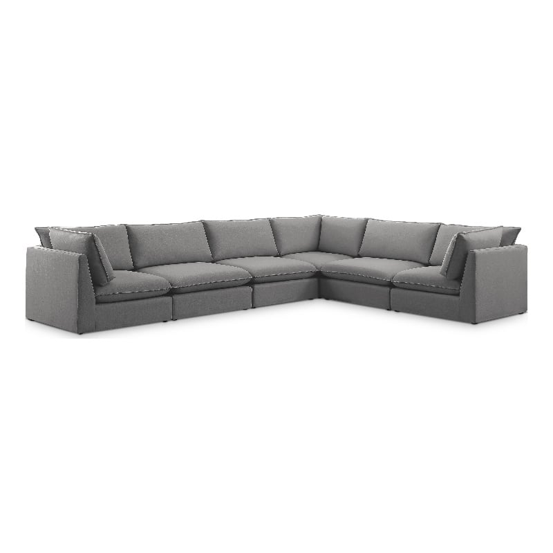 Meridian Furniture Mackenzie Grey Durable Linen Textured Modular Sectional