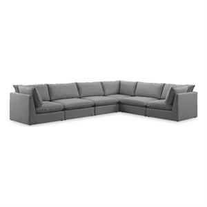 Meridian Furniture Mackenzie Grey Durable Linen Textured Modular Sectional