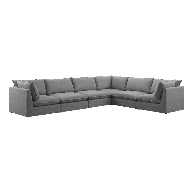 Meridian Furniture Mackenzie Grey Durable Linen Textured Modular Sectional