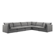 Meridian Furniture Mackenzie Grey Durable Linen Textured Modular Sectional