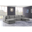 Meridian Furniture Mackenzie Grey Durable Linen Textured Modular Sectional