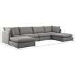 Meridian Furniture Mackenzie Grey Durable Linen Textured Modular Sectional