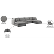 Meridian Furniture Mackenzie Grey Durable Linen Textured Modular Sectional