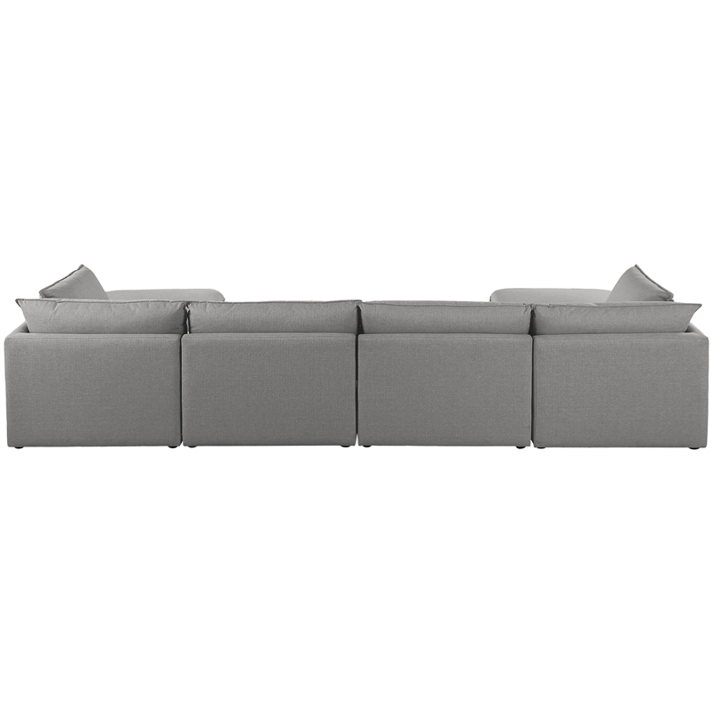 Meridian Furniture Mackenzie Grey Durable Linen Textured Modular Sectional
