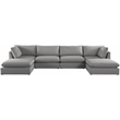 Meridian Furniture Mackenzie Grey Durable Linen Textured Modular Sectional
