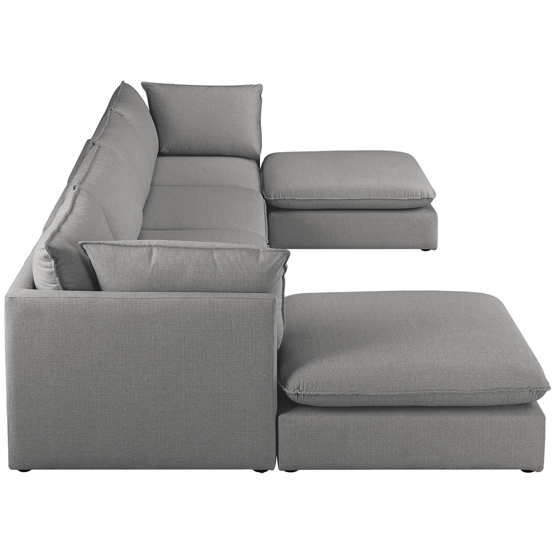 Meridian Furniture Mackenzie Grey Durable Linen Textured Modular Sectional