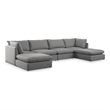 Meridian Furniture Mackenzie Grey Durable Linen Textured Modular Sectional